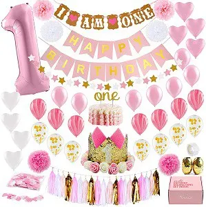 baby girl pink cake smash backgrouond and props