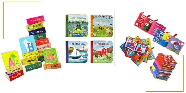 toddler soft books, abcs and flap books for restaurant kit