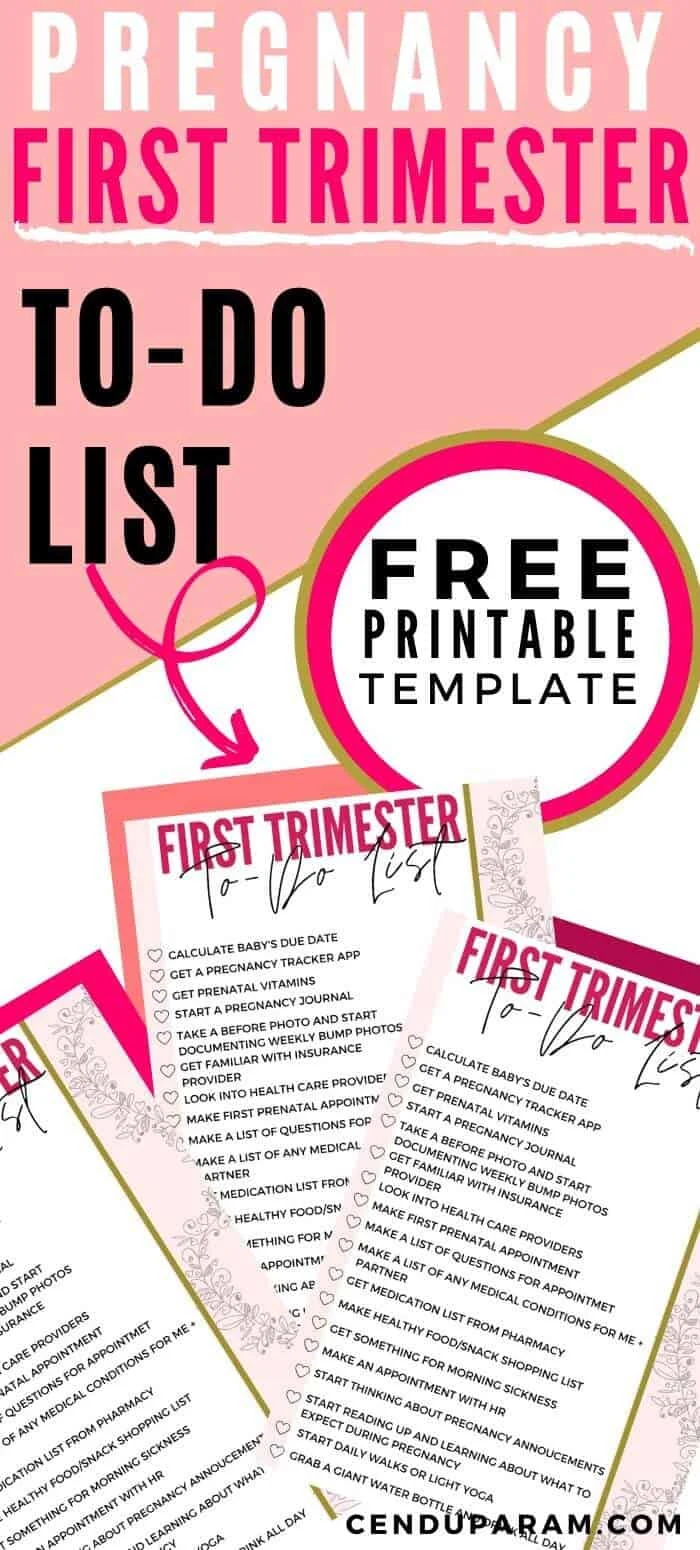 Free Printable Pregnancy to do list
