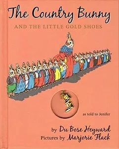 The country bunny and the little golden shoes book cover with mom bunny and many baby bunnies