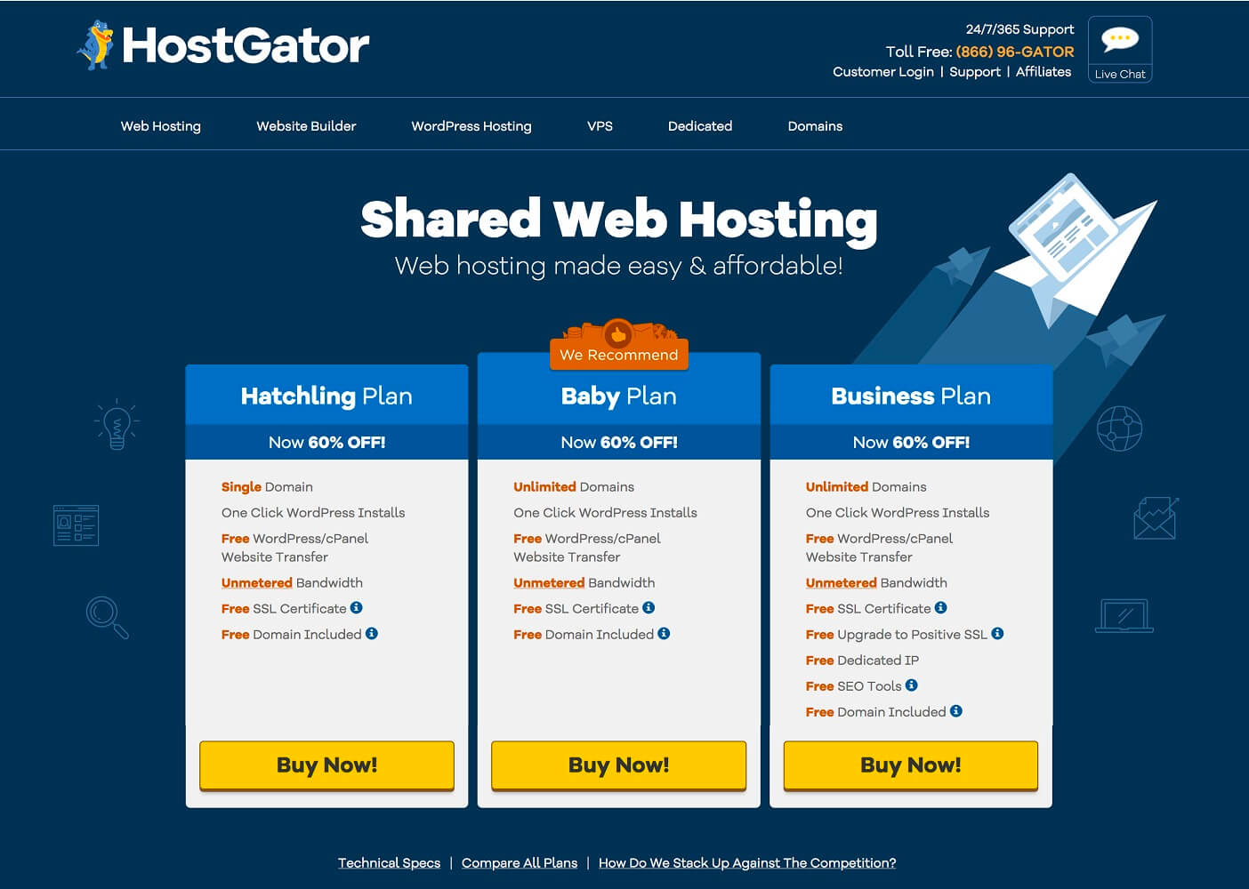 hostgator web hosting plan options