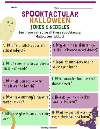 free printable halloween jokes and halloween riddles for kids