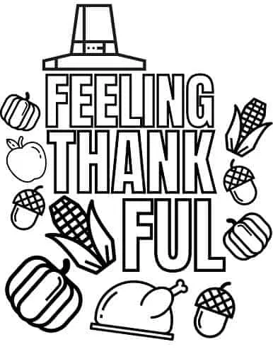 Thanksgiving gratitude coloring page pdf for kids 