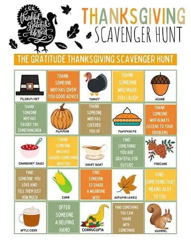 free Thanksgiving scavenger hunt pdf 