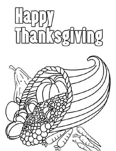 free thanksgiving cornucopia coloring page