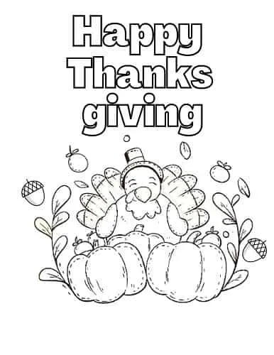 Thanksgiving turkey coloring page pdf
