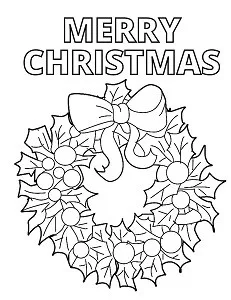 Free Christmas Wreath Coloring page for kids