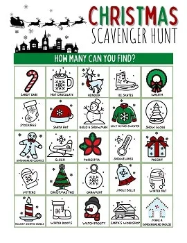 free Christmas Scavenger Hunt for kids