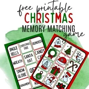 free Christmas memory matching game for kids