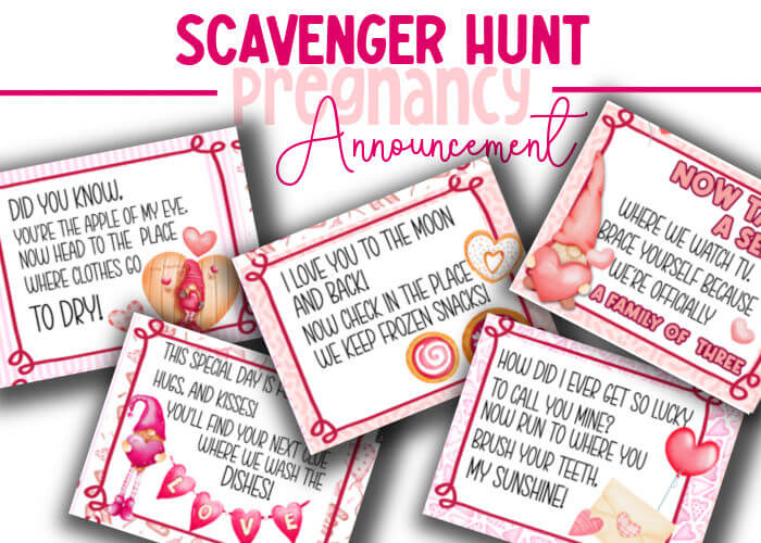 pregnancy announcement scavenger hunt clues for husband