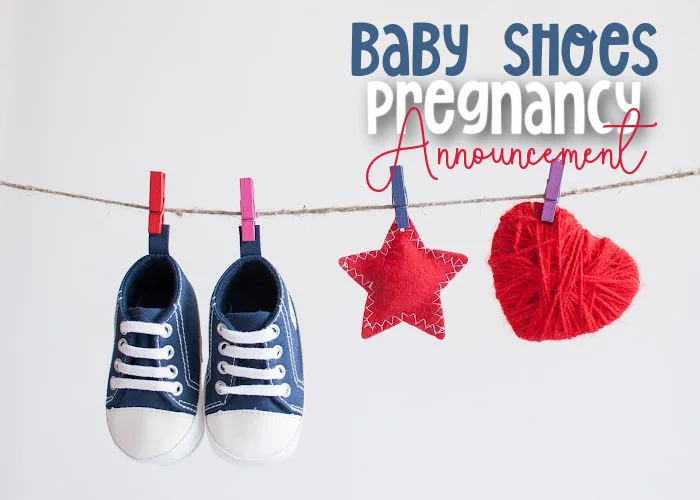 cute way to announce pregnancy with pair of baby shoes.