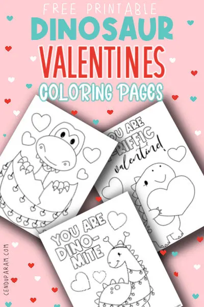 cute Valentine's Day dinosaur coloring pages