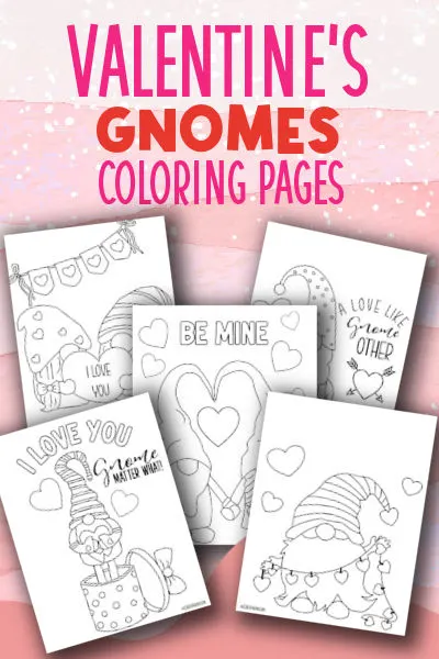 Valentines day gnome coloring pages