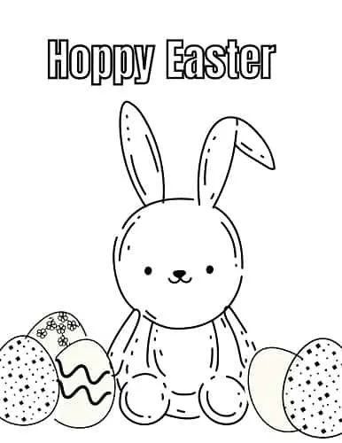easter bunny with easter eggs coloring page pdf
