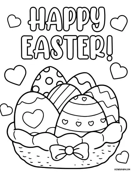 basket of easter eggs coloring page for kids