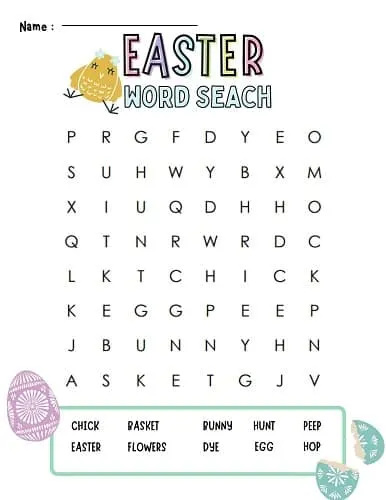 easy Easter word search free printable large print