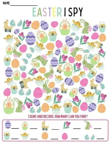 free I SPY printable Easter worksheet