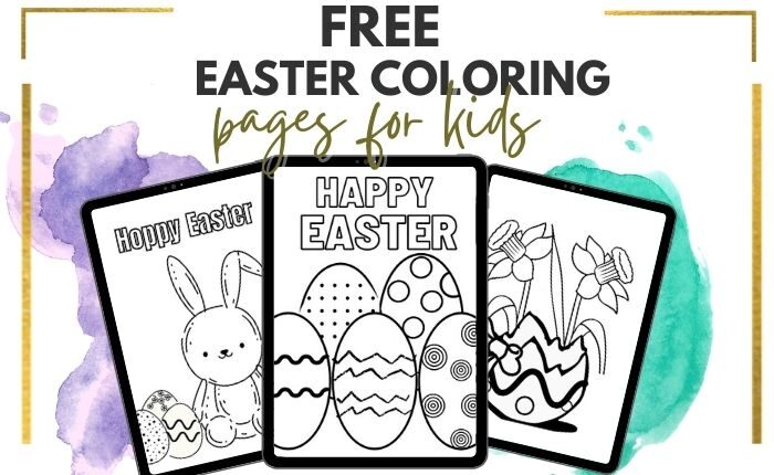 collage of free Easter coloring pages