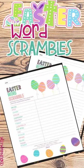 Easter word jumbles activity