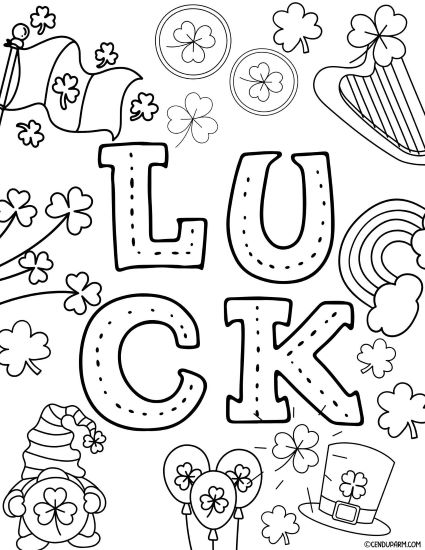 st. patrick's day LUCK coloring page