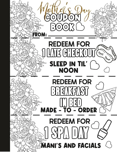 black and white Mother's day coupons