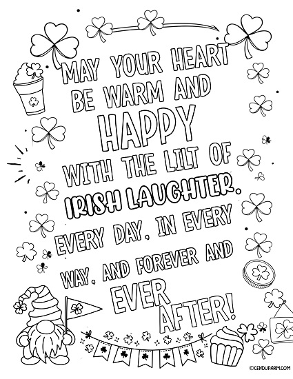 st. patrick's day quots and blessings coloring sheets