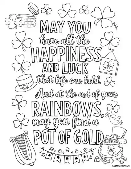 cute St. Patrick's Day Quote coloring sheet free printable