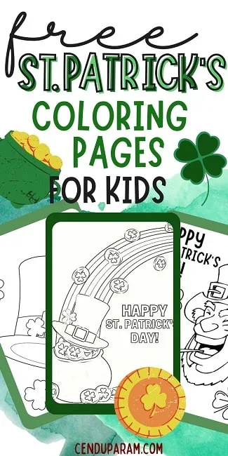 flat lay of st.patty's day coloring pages free printable