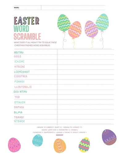 free Easter word scrambles printable
