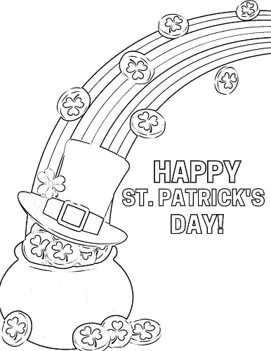 st.patrick's day rainbow with pot of gold coloring page