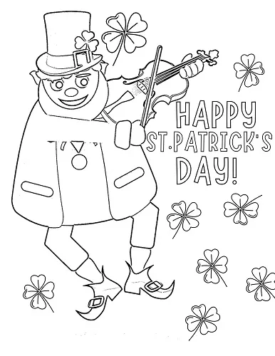 dancing leprechaun St. Patrick's day coloring page