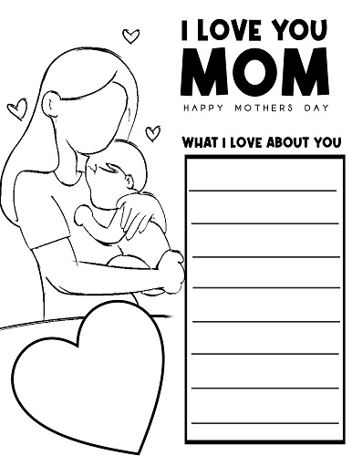 i love you mom coloring page