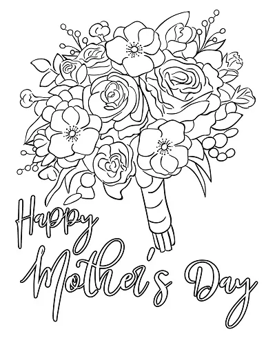 Mother's Day bouquet coloring page