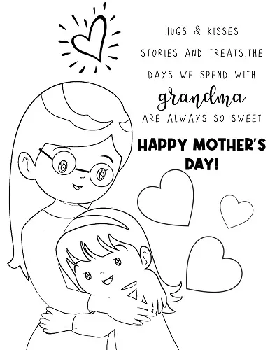 grandma hugs coloring page