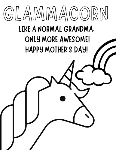 unicorn grandma coloring page