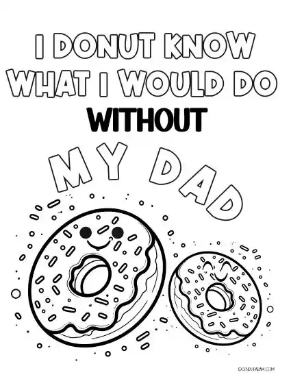 cute father's day donut themed coloring sheet