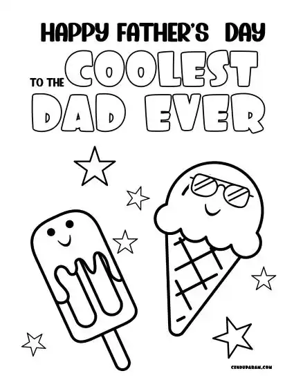 cute ice cream themed coolest dad father's day coloring page