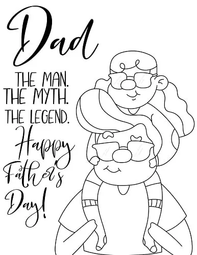 daddy and me coloring page with father and daughter 