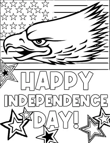 American flag 4th of July coloring page