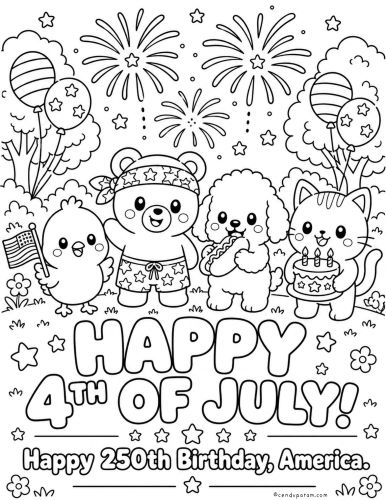 cute 250th america coloring page