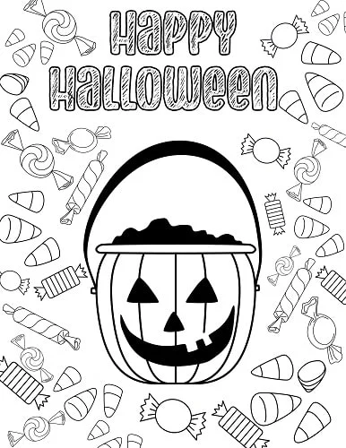 candy Halloween coloring sheet