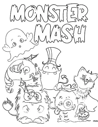 cute monsters Halloween coloring sheets