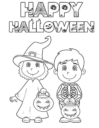 halloween costume skeleton coloring page