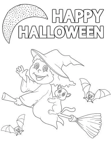 witch Halloween coloring page