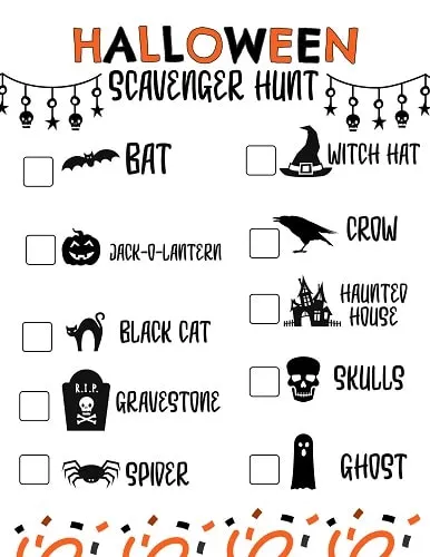 preschool Halloween scavenger hunt printable