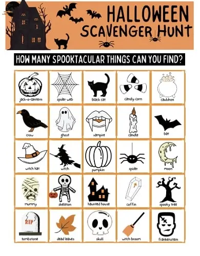 Halloween scavenger hunt in the classroom or school