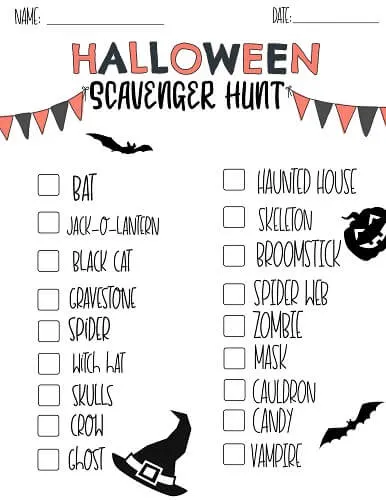 Halloween scavenger hunt in the neighborhood 