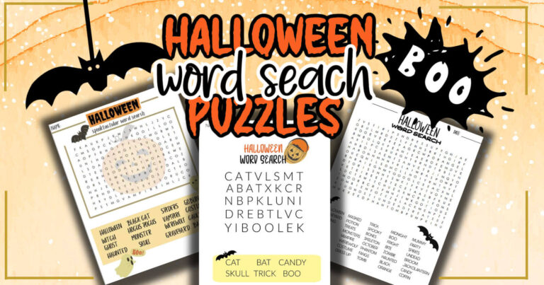 Halloween word search free printable