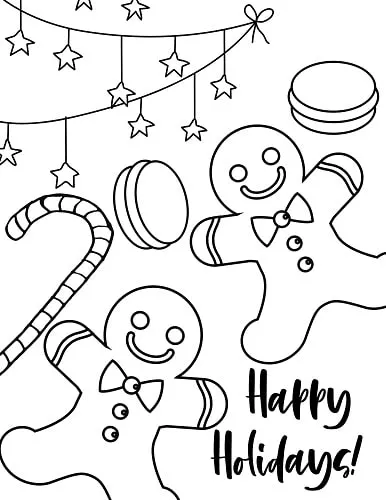 Christmas gingerbread coloring page