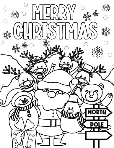 Santa in North Pole coloring page